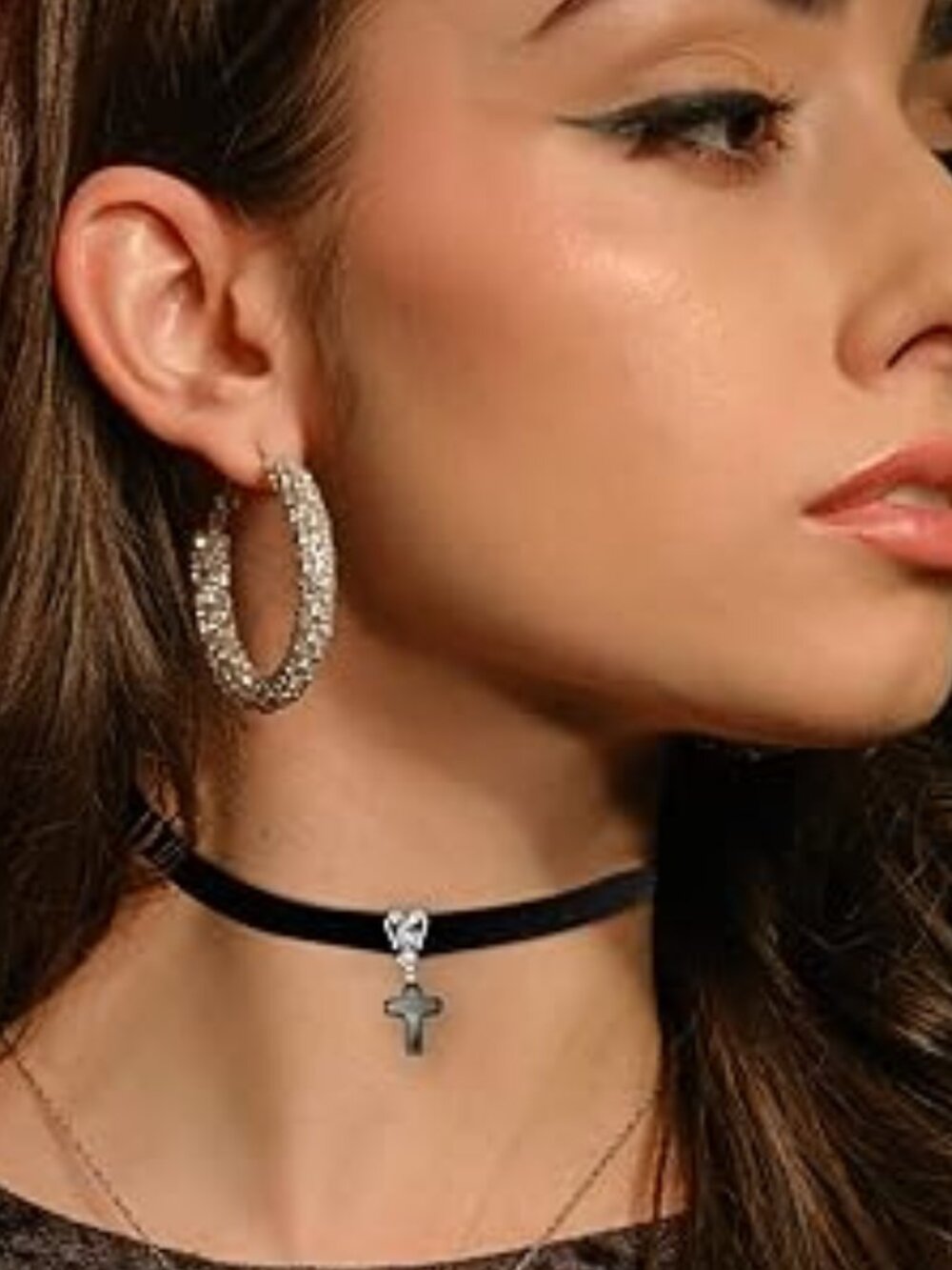 Gothic Cross Choker Necklace Velvet Punk Pendant Jewelry
